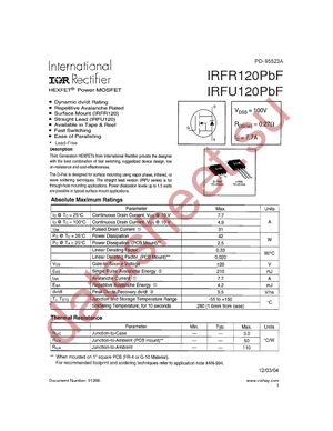 IRFU120PBF datasheet  